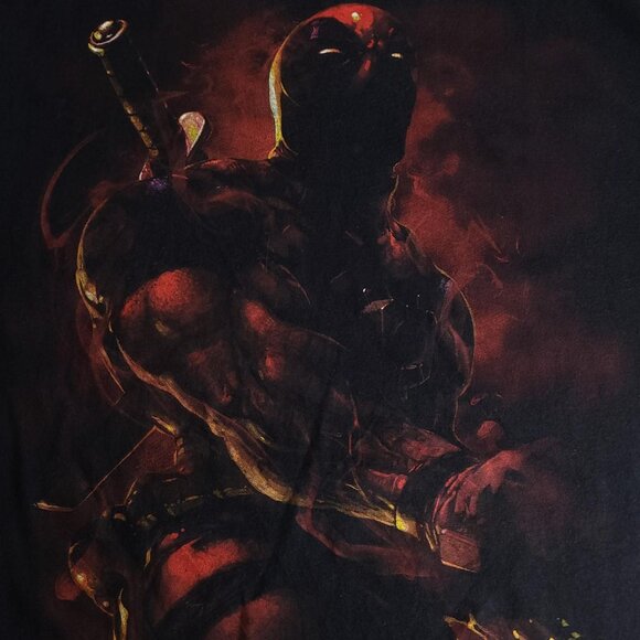 Deadpool Marvel superhero comic book Y2K style shadow faded black shirt - Picture 2 of 4